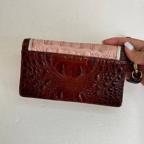 Brahmin Pink and Brown Croc-Embossed Wallet - Picture 4 of 9